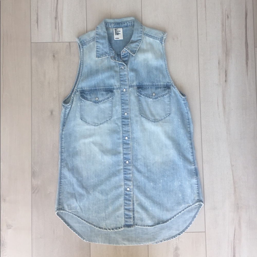 H&M Distressed Denim Long Vest