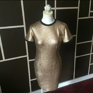 Boohoo gold metallic dress