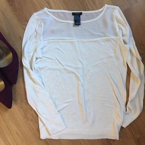 Ann Taylor Factory Sheer White Petite Sweater