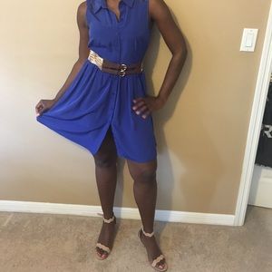 Royal Blue shirt sleeve dress. Size S