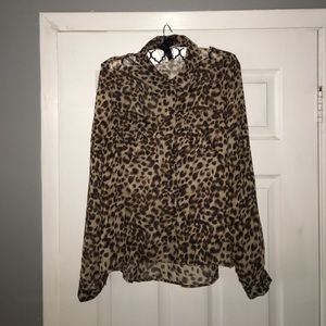 Long Sleeve Cheetah Print Blouse