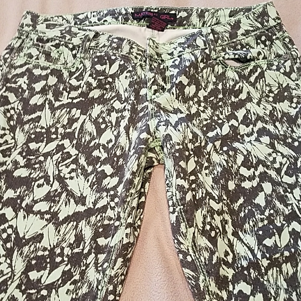 Black and green design jeans