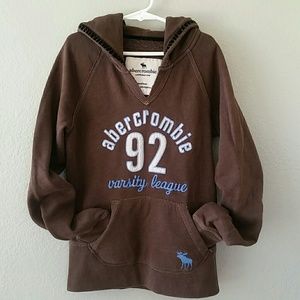Brown 'vintage' abercrombie kids pullover hoodie