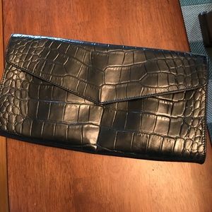Genuine Croc Embossed Leather Clutch