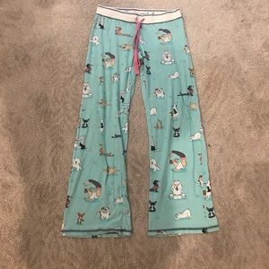 Blue pajama pants with dogs on them!