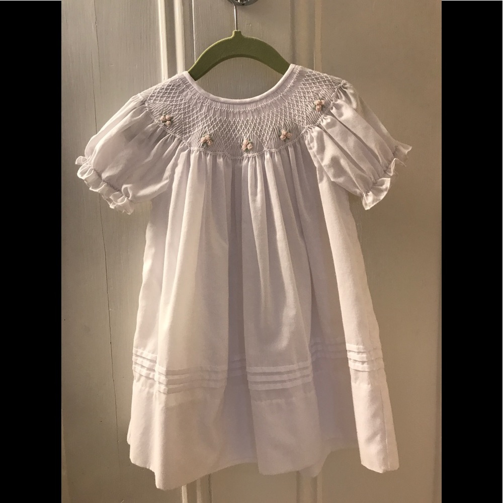 White Cotton smocked dress