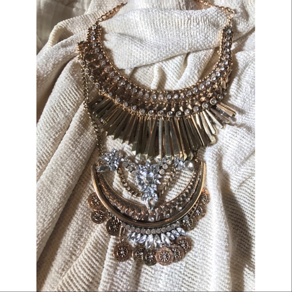 ⚡️SOLD Free People Gold Boho Bling Necklace⚡️ - Picture 2 of 4