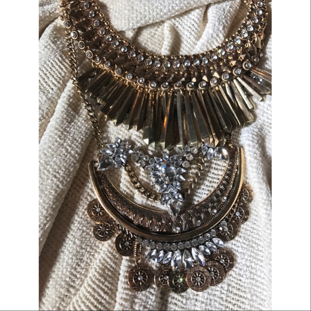⚡️SOLD Free People Gold Boho Bling Necklace⚡️ - Picture 3 of 4