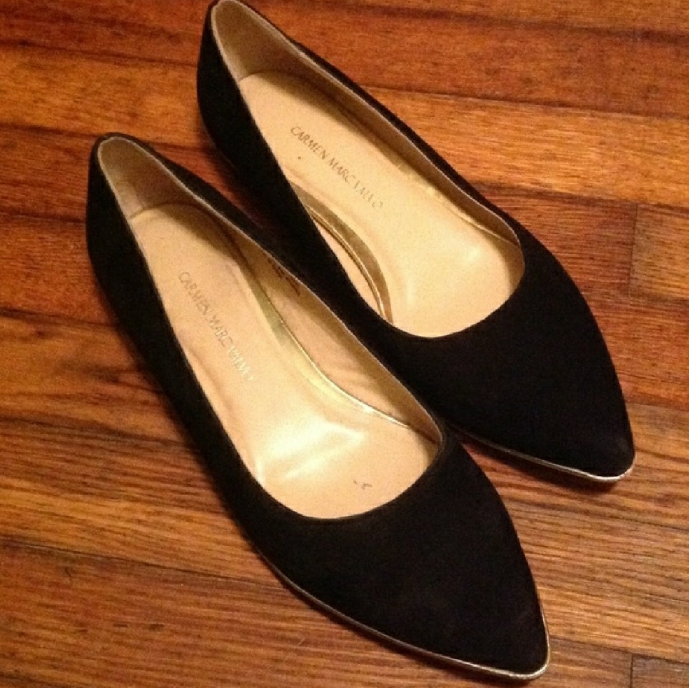Carmen Marc Valvo Black Suede Shoes