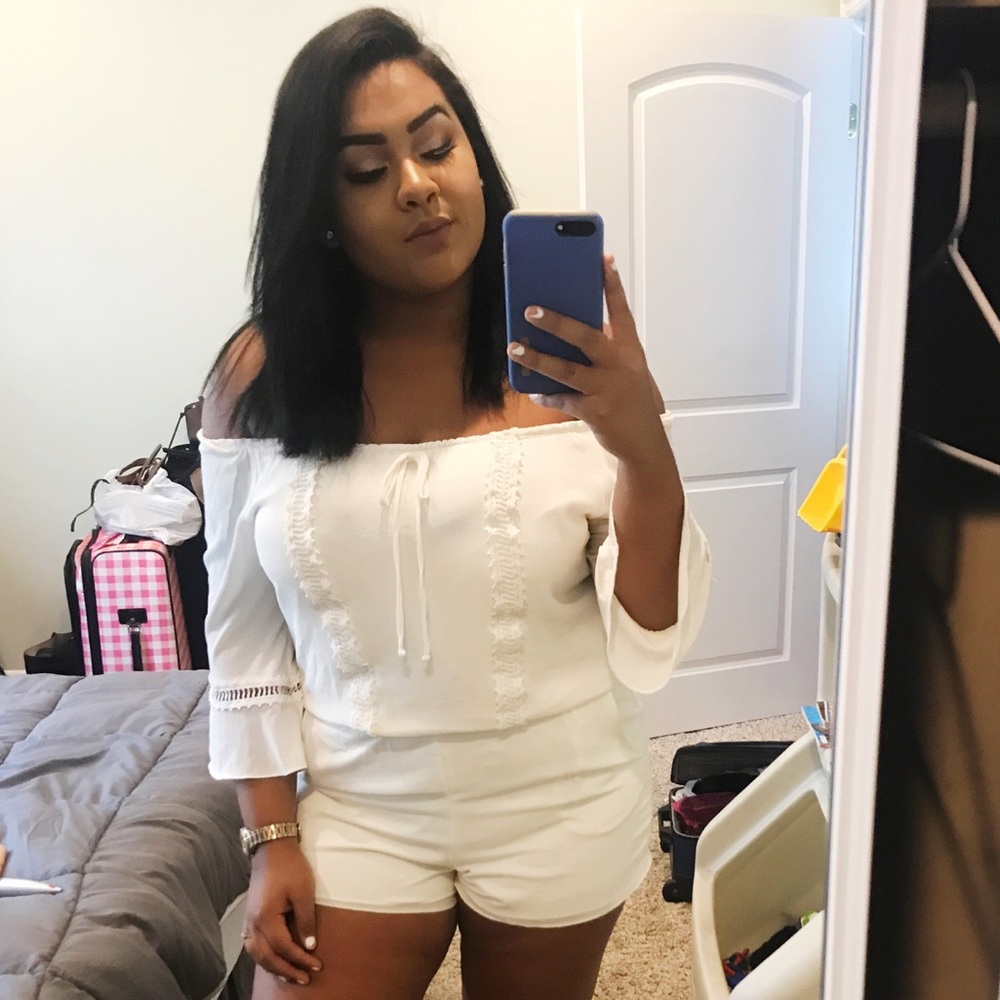White Off the Shoulder Romper