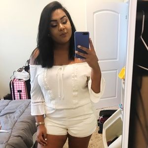 White Off the Shoulder Romper