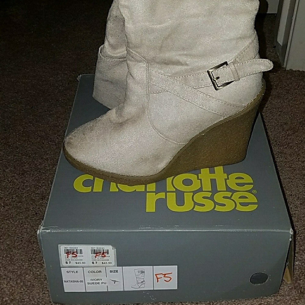 Ivory suede boots