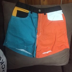 American Apparel Colorblock High Waisted Shorts