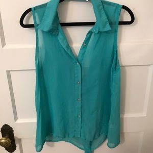 Teal blouse with open back
