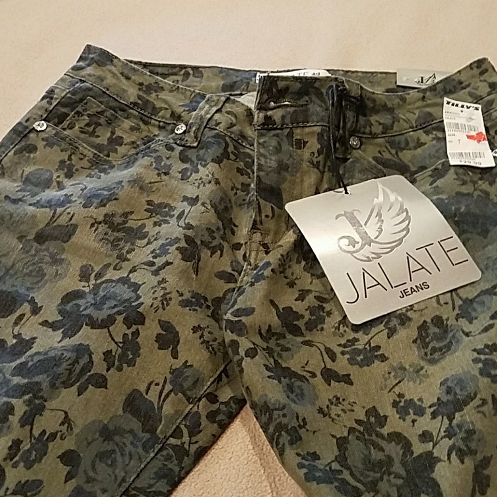 Green pants w/ blue flowers