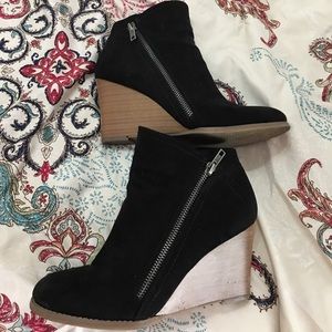 Hardly worn black wedge booties
