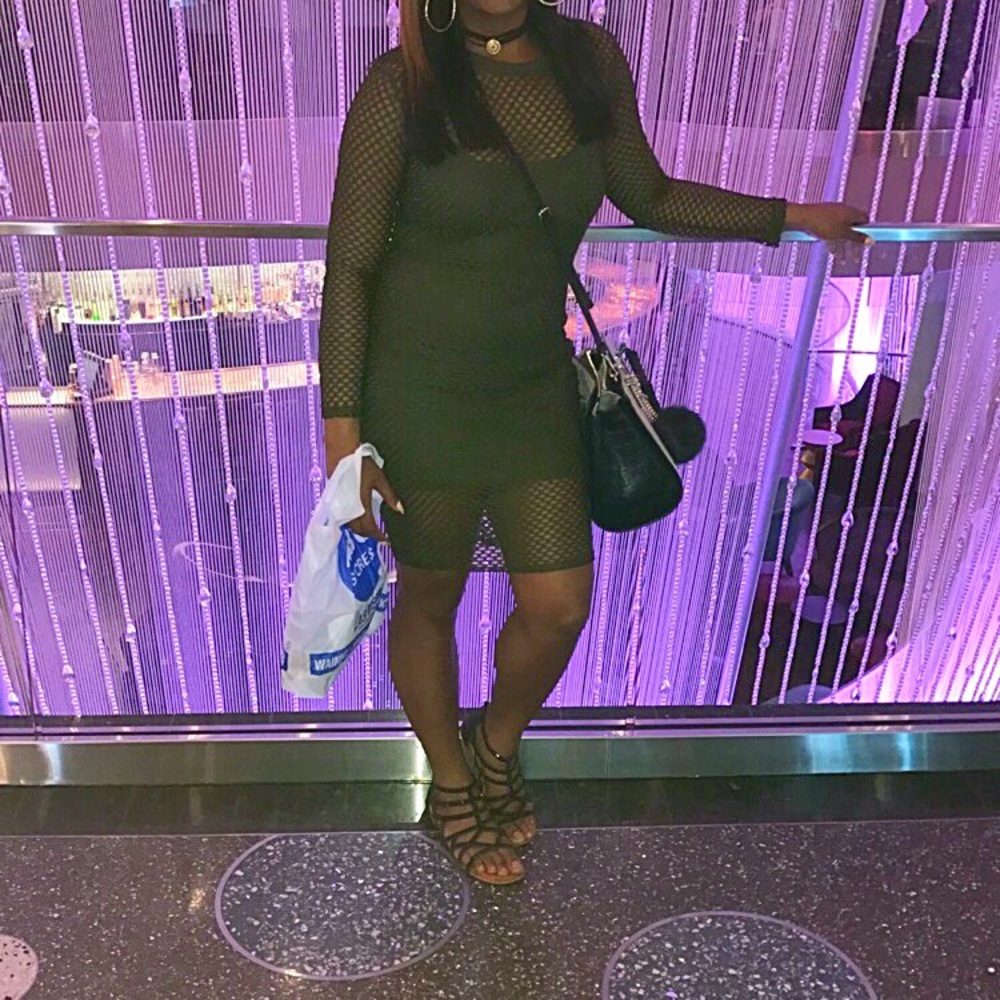 Green mesh knit bodycon dress