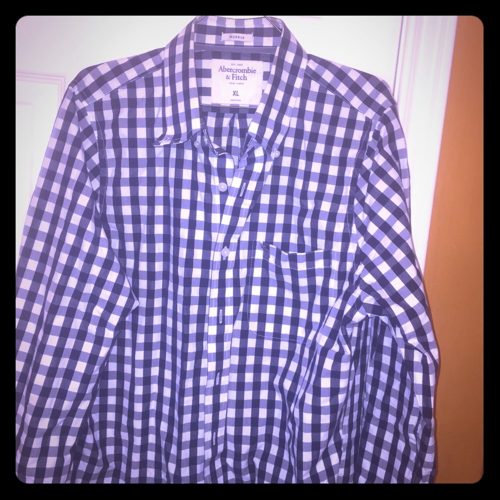 Blue checkered dress shirt
