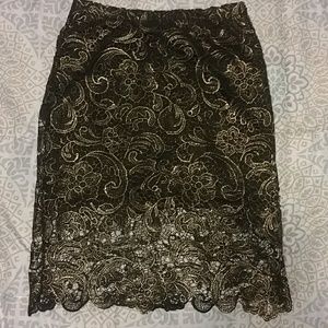 Gold and black lace skirt