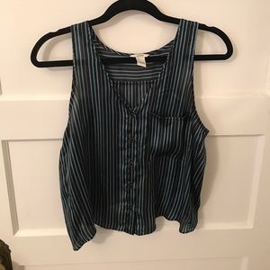 Satin striped blouse with open back