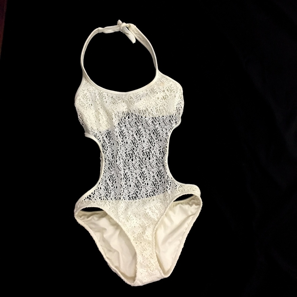 Venus cut out white one piece bathing suit