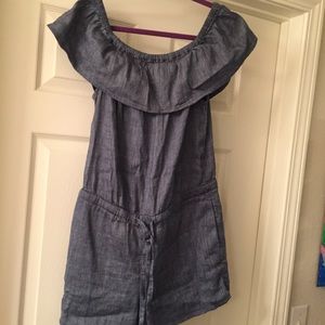 Loft Off the Shoulder Chambray Romper