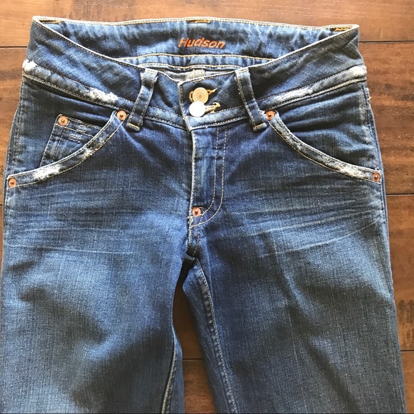 Hudson Distressed Stretch Boot Cut Jeans J90 - Picture 3 of 8