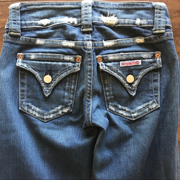 Hudson Distressed Stretch Boot Cut Jeans J90 - Picture 6 of 8