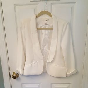 White Open Front Blazer