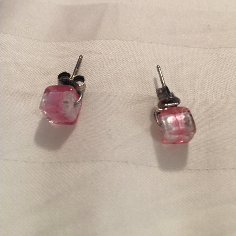 Pink Stone Stud Earrings