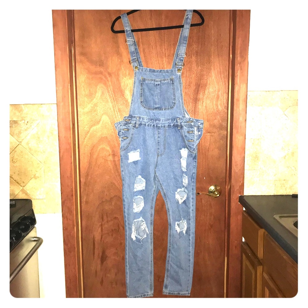 Denim Distressed Overall!