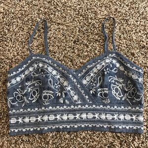 Embroidered Chambray Bralette