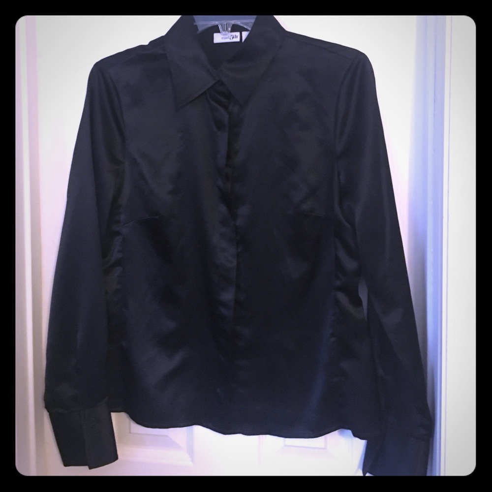 Black long sleeve silk blouse
