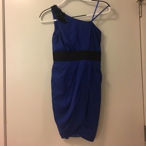 Midnight blue party dress with sequin detail