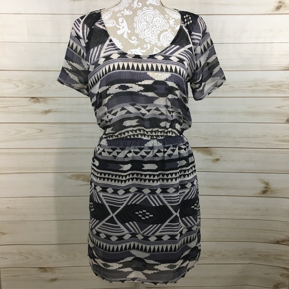 Band of Gypsies Tribal Geometric Sheer Dress