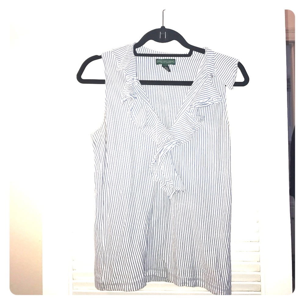 Ralph Lauren Pinstripe Tank w/ Ruffles
