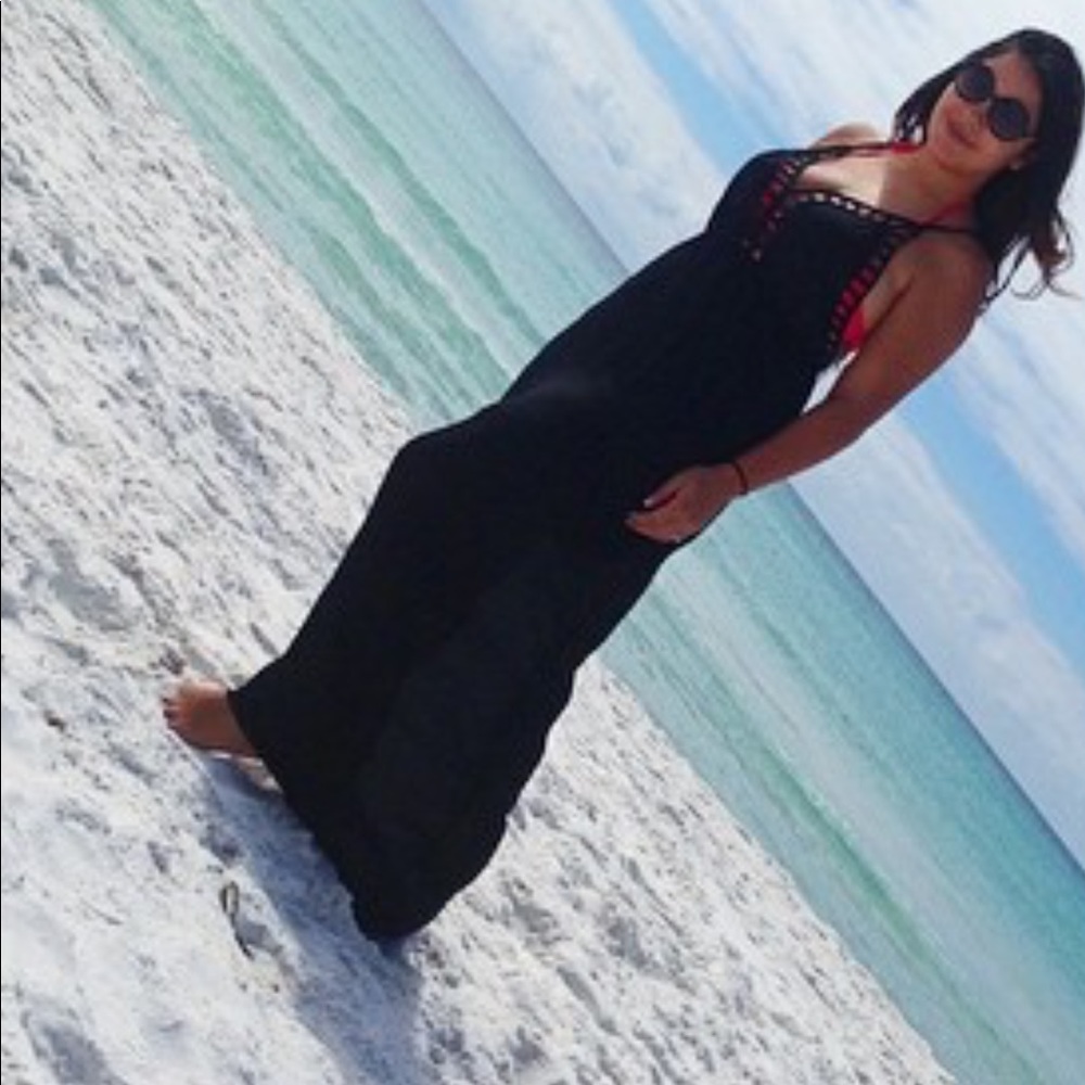 Black v cut dress