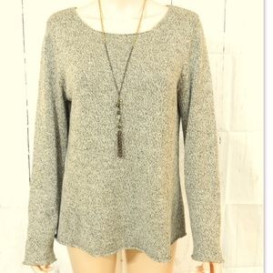 EILEEN FISHER Rolled Hem BROWN Linen Sweater L