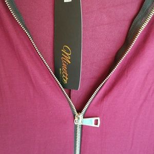 NWT MINETTE ZIP FRONT FLOWY BLOUSE