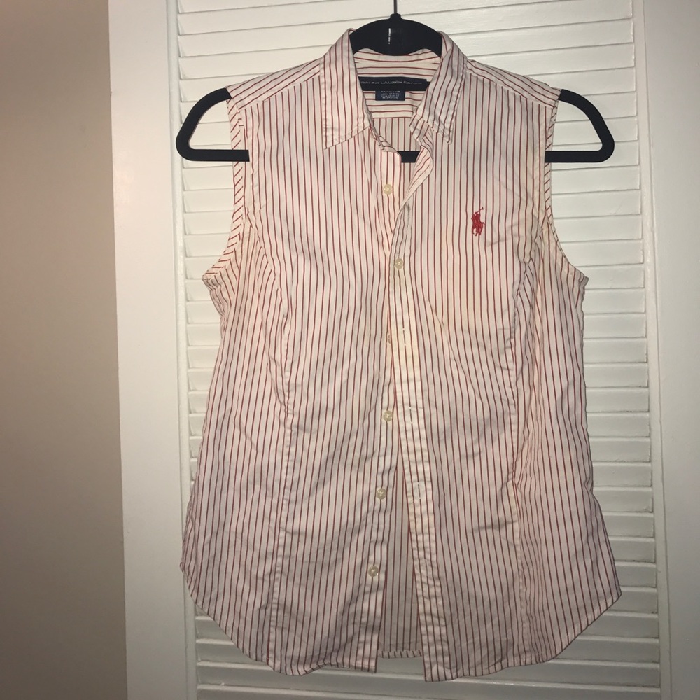 Red Pinstripe Ralph Lauren Blouse