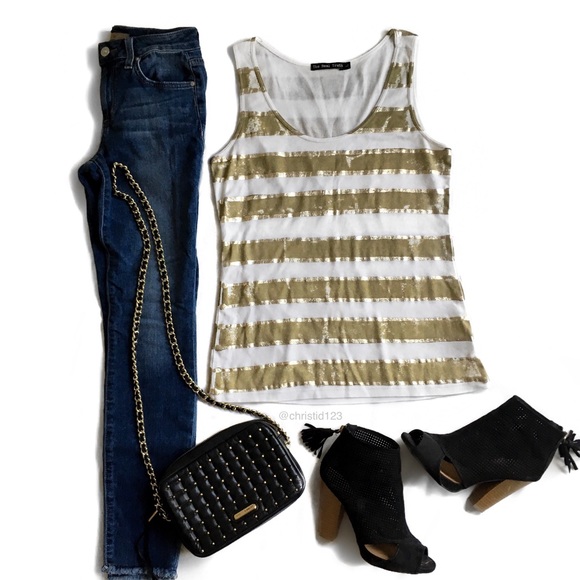 The Real Truth Tops - The Real Truth Metallic Striped Tank Top