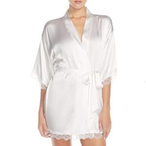 In bloom white lace + satin bride robe