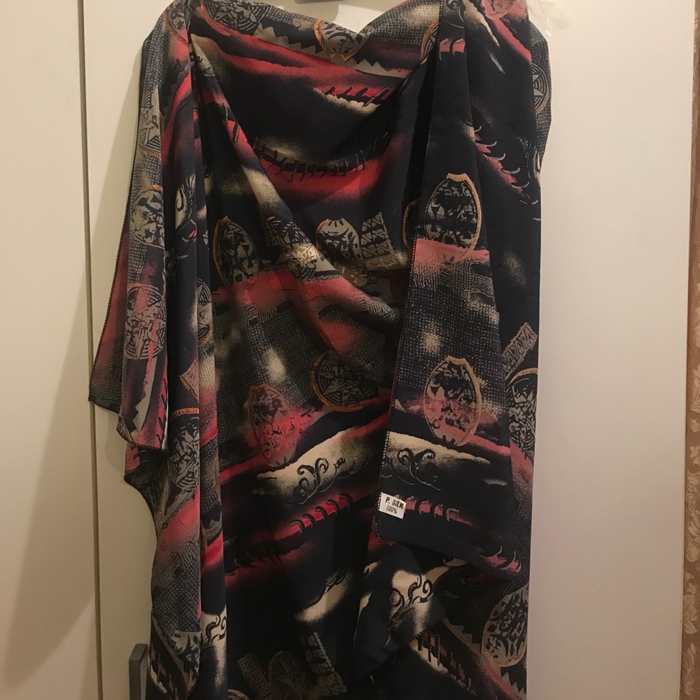 Scarf 100% silk, long & multicolor