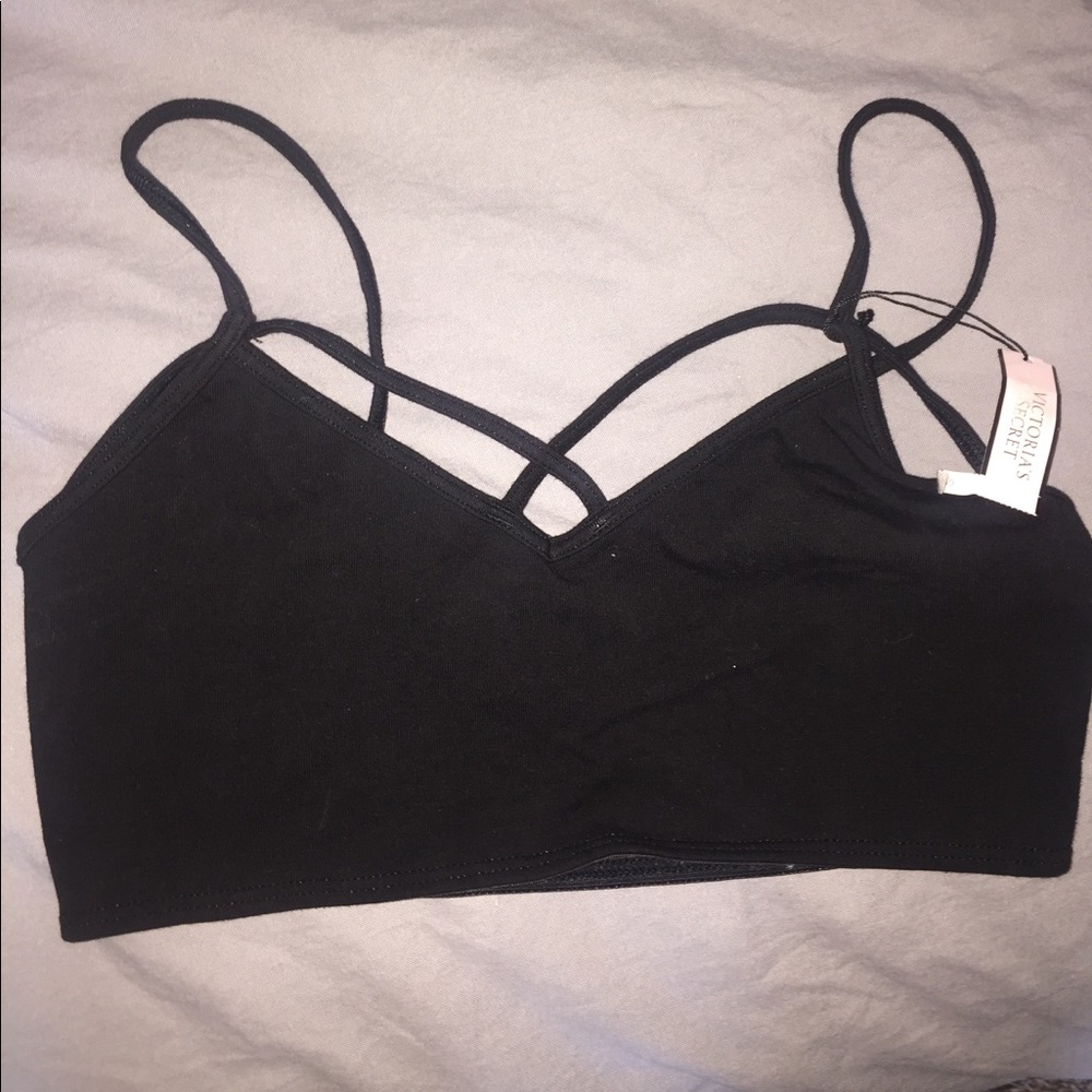 Black cross front bralette