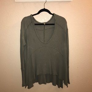 Free People olive green thermal top