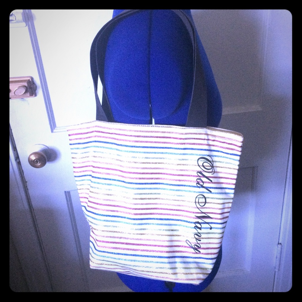 Old Navy rainbow glitter stripe tote