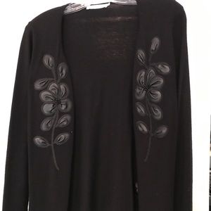 Cardigan with leather detail