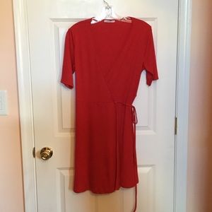 Zara slinky red wrap dress L