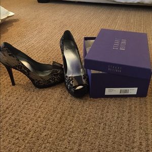Stuart Weitzman black lace pumps