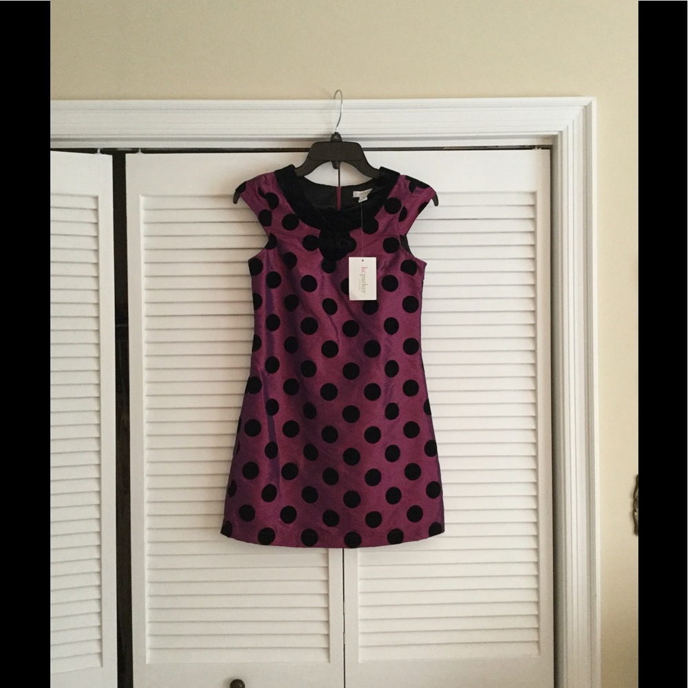 KC Parker Iridescent Purple Polka Dot Dress Sz 16